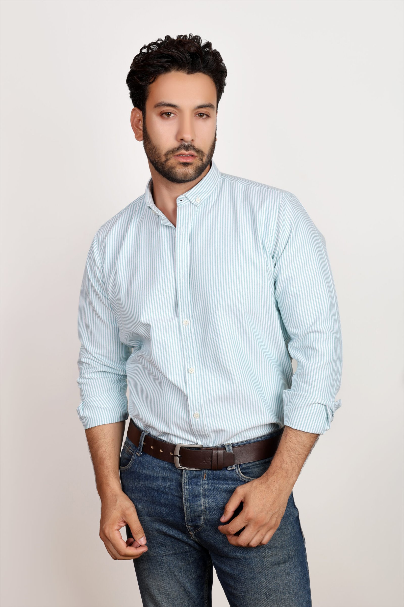 Royal Blue Stripe Oxford Shirt from Nassj