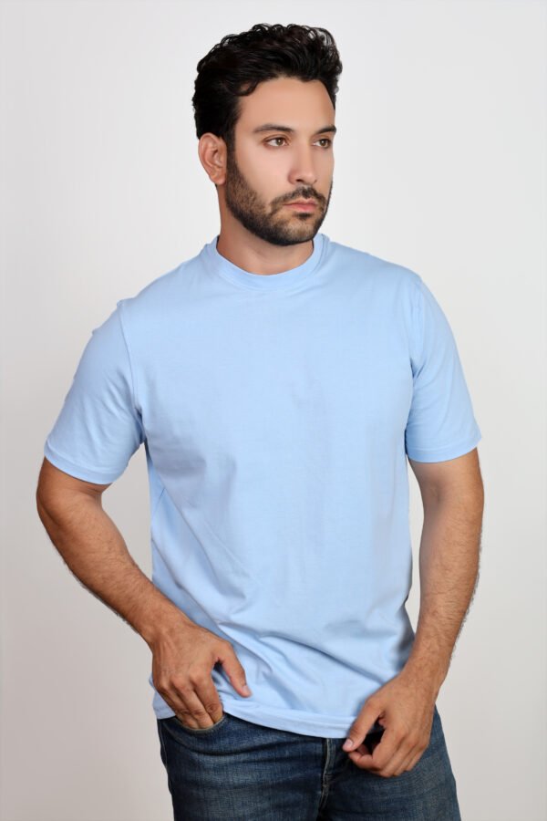 Baby blue Round Basic T-shirt
