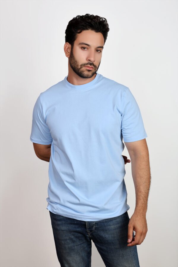 Baby blue Round Basic T-shirt